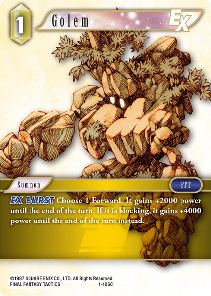 (106) Final Fantasy TCG Opus I Single: Golem (1-106) Holo Common