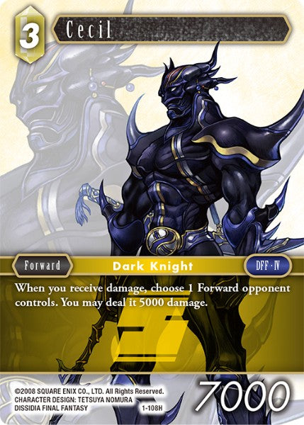 (108) Final Fantasy TCG Opus I Single: Cecil (1-108) Holo Hero