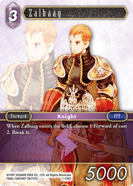 (136) Final Fantasy TCG Opus I Single: Zalbaag (1-136) Holo Common