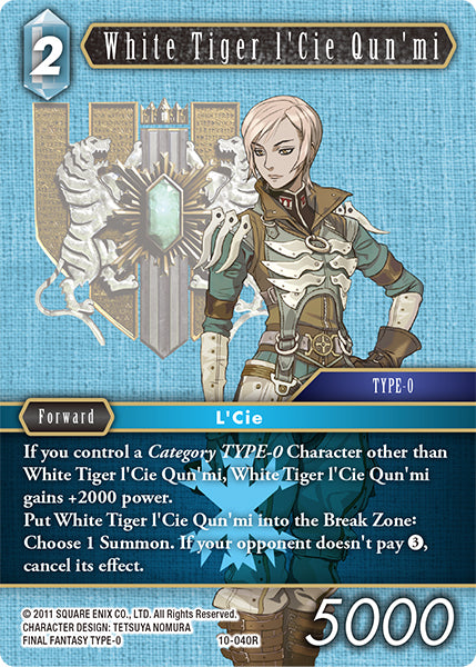 (040) Final Fantasy TCG Opus X: Ancient Champions Single: White Tiger l'Cie Qun'mi (10-040) Holo Rare