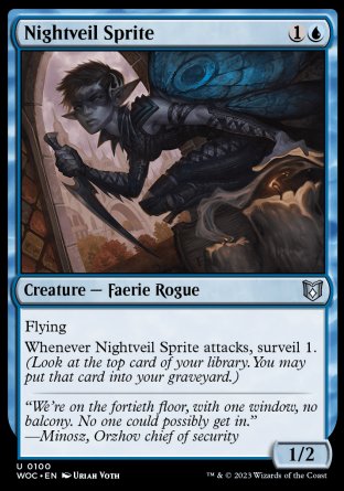 (100) Magic The Gathering Commander: Wilds of Eldraine Single: Nightveil Sprite  Uncommon