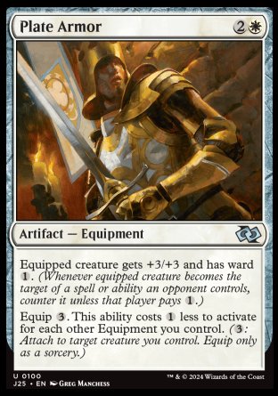 (100) Magic The Gathering Foundations Jumpstart Single: Plate Armor  Uncommon