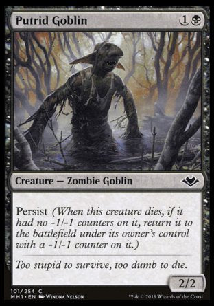 (101/254) Magic The Gathering Modern Horizons Single: Putrid Goblin  Common