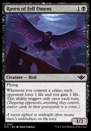 (101) Magic The Gathering Outlaws of Thunder Junction Single: Raven of Fell Omens  Holo Common