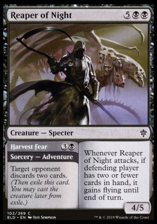 (102/269) Magic The Gathering Throne of Eldraine Single: Reaper of Night // Harvest Fear  Common