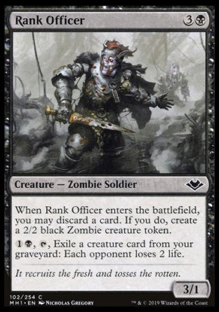 (102/254) Magic The Gathering Modern Horizons Single: Rank Officer  Common