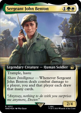 (1032) Magic The Gathering Universes Beyond: Doctor Who: Extras Single: Sergeant John Benton (V.3) Holo Rare