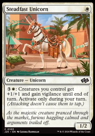 (103) Magic The Gathering Foundations Jumpstart Single: Steadfast Unicorn  Common