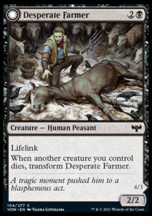 (104) Magic The Gathering Innistrad: Crimson Vow Single: Desperate Farmer // Depraved Harvester  Common