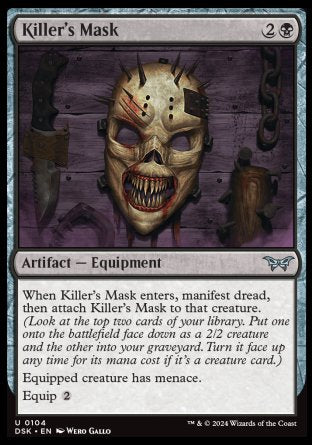 (104) Magic The Gathering Duskmourn: House of Horror Single: Killer's Mask Holo Uncommon