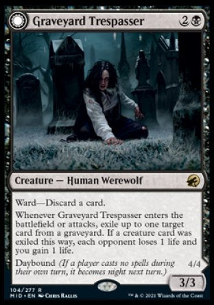 (104) Magic The Gathering Innistrad: Midnight Hunt Single: Graveyard Trespasser // Graveyard Glutton  Rare