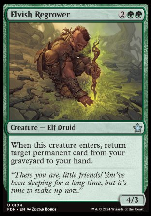 (104) Magic The Gathering Magic: The Gathering Foundations Single: Elvish Regrower Holo Uncommon