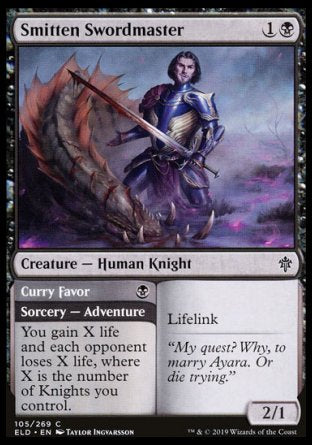 (105/269) Magic The Gathering Throne of Eldraine Single: Smitten Swordmaster // Curry Favor Holo Common