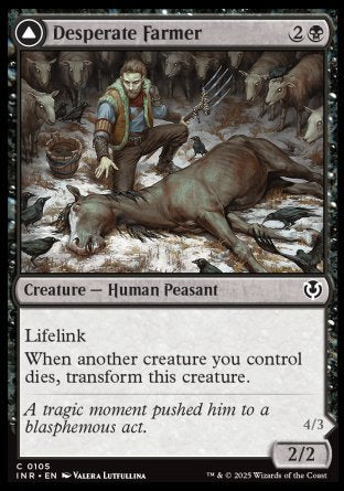 (105) Magic The Gathering Innistrad Remastered Single: Desperate Farmer // Depraved Harvester  Common