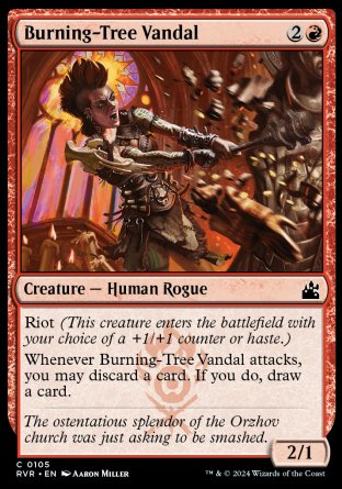 (105) Magic The Gathering Ravnica Remastered Single: Burning-Tree Vandal  Holo Common