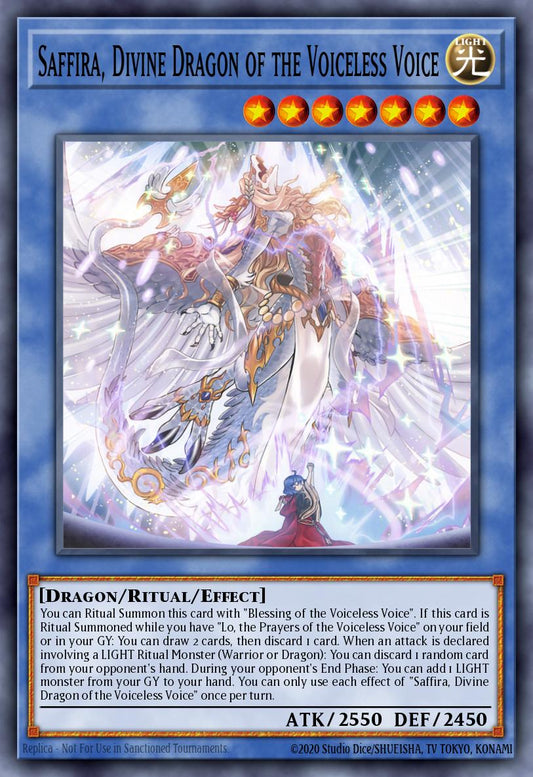 (034) YuGiOh TCG LEDE: Legacy of Destruction Single: Saffira, Divine Dragon of the Voiceless Voice (V.2 - Quarter Century Secret Rare)  Quarter Century Secret Rare