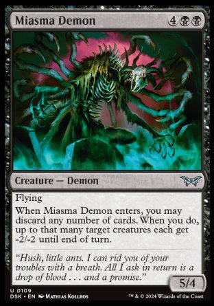 (109) Magic The Gathering Duskmourn: House of Horror Single: Miasma Demon  Uncommon
