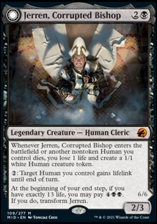 (109) Magic The Gathering Innistrad: Midnight Hunt Single: Jerren, Corrupted Bishop // Ormendahl, the Corrupter Holo Mythic