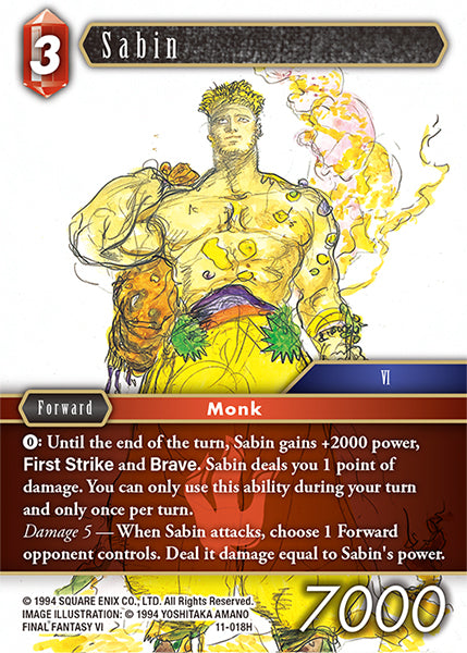 (018) Final Fantasy TCG Opus XI: Soldier's Return Single: Sabin (11-018) Holo Hero