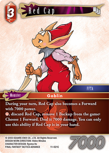 (021) Final Fantasy TCG Opus XI: Soldier's Return Single: Red Cap (11-021) Holo Common