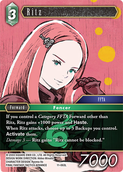 (063) Final Fantasy TCG Opus XI: Soldier's Return Single: Ritz (11-063) (V.1) Holo Legend