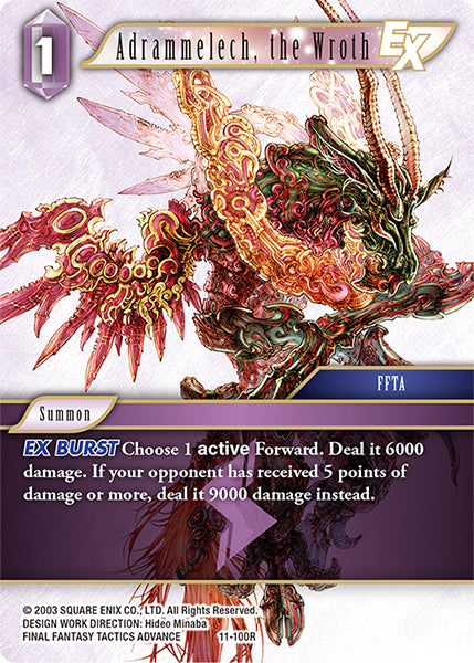 (100) Final Fantasy TCG Opus XI: Soldier's Return Single: Adrammelech, the Wroth (11-100) Holo Rare