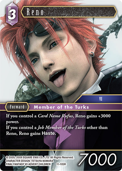 (105) Final Fantasy TCG Opus XI: Soldier's Return Single: Reno (11-105) Holo Rare