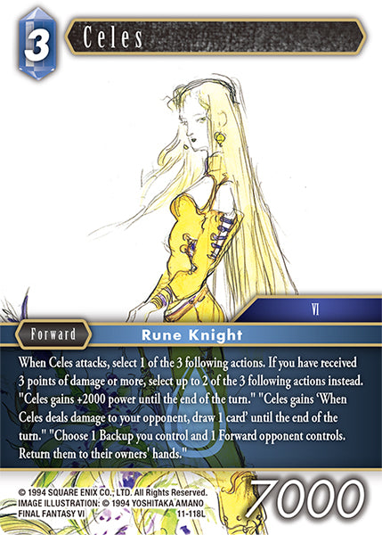 (118) Final Fantasy TCG Opus XI: Soldier's Return Single: Celes (11-118) Holo Legend