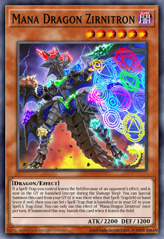 (090) YuGiOh TCG MP19: 2019 Gold Sarcophagus Tin Mega Pack Single: Mana Dragon Zirnitron  Secret Rare