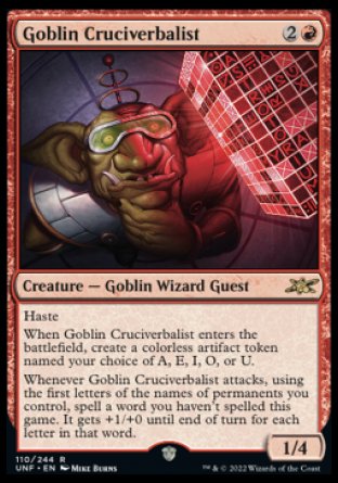 (110) Magic The Gathering Unfinity Single: Goblin Cruciverbalist  Rare