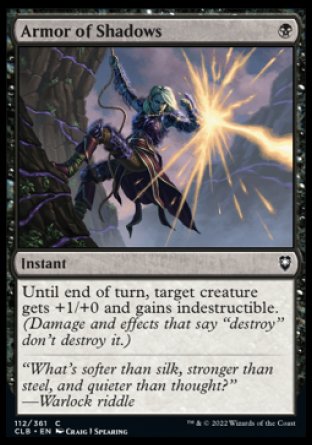 (112) Magic The Gathering Commander Legends: Battle for Baldur's Gate Single: Armor of Shadows Holo Common