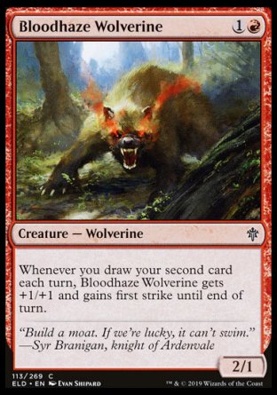 (113/269) Magic The Gathering Throne of Eldraine Single: Bloodhaze Wolverine Holo Common