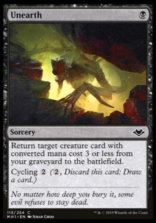 (113/254) Magic The Gathering Modern Horizons Single: Unearth  Common
