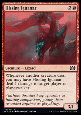 (113) Magic The Gathering Double Masters 2022 Single: Hissing Iguanar Holo Common