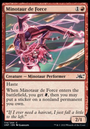 (114) Magic The Gathering Unfinity Single: Minotaur de Force  Common