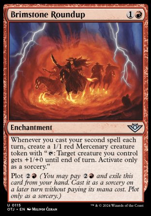 (115) Magic The Gathering Outlaws of Thunder Junction Single: Brimstone Roundup  Holo Uncommon