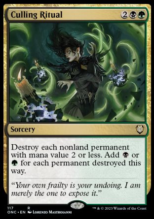 (117) Magic The Gathering Commander: Phyrexia: All Will Be One Single: Culling Ritual  Rare