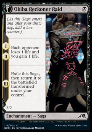 (117) Magic The Gathering Kamigawa: Neon Dynasty Single: Okiba Reckoner Raid // Nezumi Road Captain Holo Common