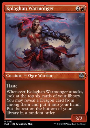 (117) Magic The Gathering March of the Machine: The Aftermath: Extras Single: Kolaghan Warmonger (V.2)  Uncommon