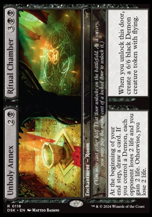 (118) Magic The Gathering Duskmourn: House of Horror Single: Unholy Annex // Ritual Chamber Holo Rare