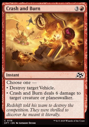 (119) Magic The Gathering Aetherdrift Single: Crash and Burn  Common