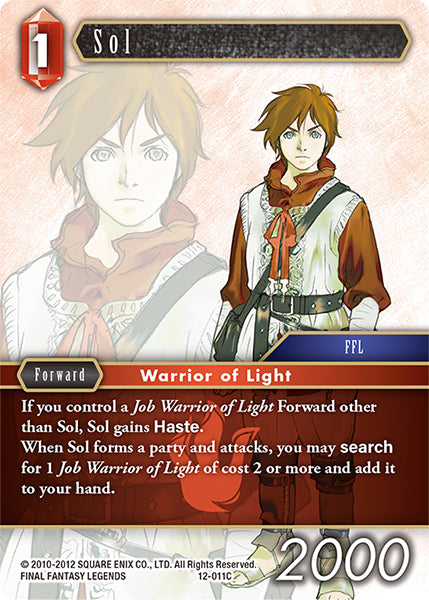 (011) Final Fantasy TCG Opus XII: Crystal Awakening Single: Sol (12-011) Holo Common