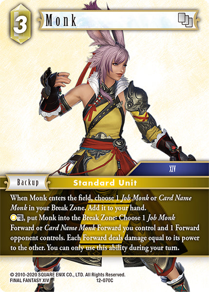 (070) Final Fantasy TCG Opus XII: Crystal Awakening Single: Monk (12-070) Holo Common