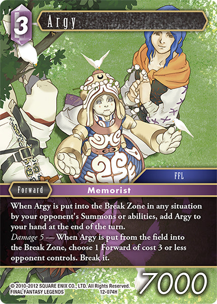 (074) Final Fantasy TCG Opus XII: Crystal Awakening Single: Argy (12-074) Holo Hero