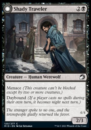 (120) Magic The Gathering Innistrad: Midnight Hunt Single: Shady Traveler // Stalking Predator Holo Common