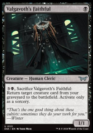 (121) Magic The Gathering Duskmourn: House of Horror Single: Valgavoth's Faithful  Uncommon