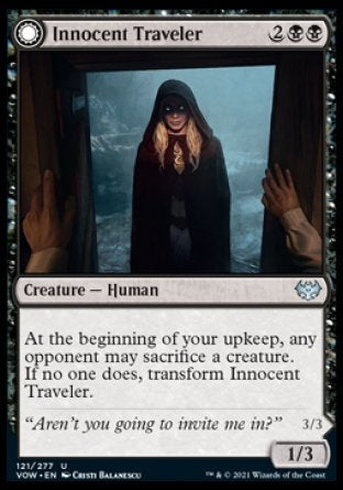 (121) Magic The Gathering Innistrad: Crimson Vow Single: Innocent Traveler // Malicious Invader  Uncommon