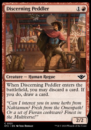 (121) Magic The Gathering Outlaws of Thunder Junction Single: Discerning Peddler  Holo Common