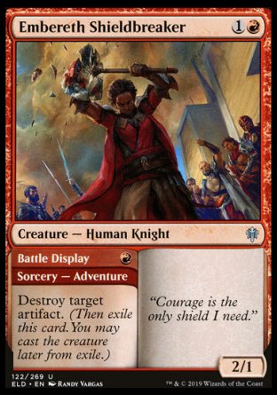 (122/269) Magic The Gathering Throne of Eldraine Single: Embereth Shieldbreaker // Battle Display Holo Uncommon