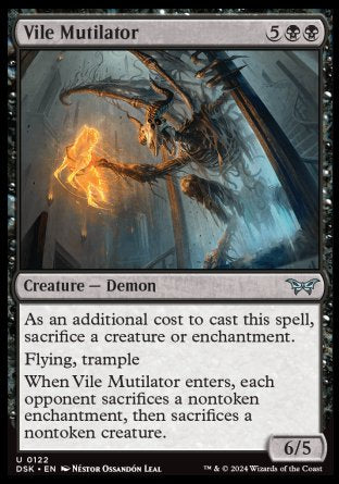 (122) Magic The Gathering Duskmourn: House of Horror Single: Vile Mutilator  Uncommon